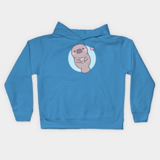 Cute Manatee Holding Seashell Kids Hoodie